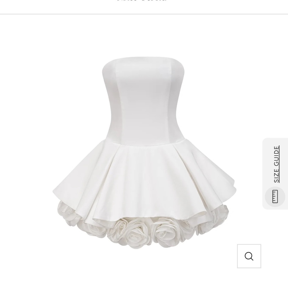 Miss Rosier White Rosette Strapless Dress